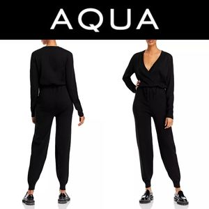AQUA  V-Neck Knit Jumpsuit - 100% Exclusive
